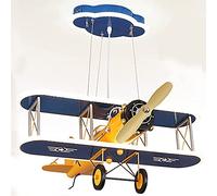 Luz LED,LáMpara Colgante Art Deco Moderna De AvióN,LáMpara De Techo De AvióN Creativa De Dibujos Animados,Altura Ajustable,Candelabro Infantil Para GuarderíA,Sala De Juegos Y Dormitorio Infantil,Blue