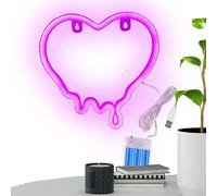 Luz LED, letreros decorativos de corazón, de pared alimentada por USB, de baja emisión de calor, método simple de fijación de paredes, figurativo de habitación, adecuado para