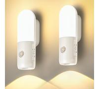 Luz LED Nocturna Sensor Movimiento Recargable por USB, 2 Piezas Luz magnético Nocturna Infantil con 2000mAh baterías, Regulable, 3 Colores, 3 Modos para Pasillo, Escalera, Baños, Habitación Bebé