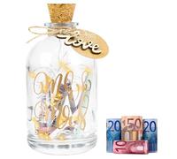 Luz LED para botellas de boda, regalos de dinero, embalaje de boda, regalos de boda para novios, caja de boda, hucha, idea de regalo, botella luminosa para novios, recién enamorados (Mr. & Mrs.)