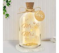 Luz LED para botellas de boda, regalos para novios, papel de carta para escribir bendiciones, impreso con Mr & Mrs, romántico embalaje de regalo para bodas, cumpleaños, aniversario de boda, etc