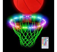 Luz LED para canasta de baloncesto, aro de baloncesto iluminado | 16 luces LED para borde con mando a distancia con cambio de color | Resistente al agua, mando a distancia, ultra brillante, 4 modos