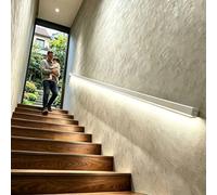 Luz LED para Pasamanos Pasamanos de Aluminio con Iluminación LED (blanco) Barandilla para Escaleras con Iluminación y Manos Libres Lámpara de Pasamanos para Interiores(Right,14.6ft(445cm))