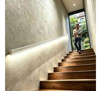 Luz LED para Pasamanos Pasamanos de Aluminio con Iluminación LED (blanco) Barandilla para Escaleras con Iluminación y Manos Libres Lámpara de Pasamanos para Interiores y Exteriores(Left,17.8ft(543cm))
