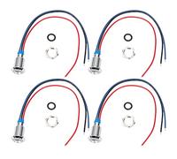 Luz LED Redonda Precableada 10mm 12-24V, 4 Unidades Piloto con Cátodo Común Rojo Azul Dual para Automoción y Hogar, Ideal para Panel Decoración Industrial