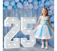 Luz LED reutilizable número 25, lámpara de alfabeto de marquesina iluminada de gran tamaño de 3.3 pies, letreros luminosos con LED brillante para decoración de aniversario, graduación, festival