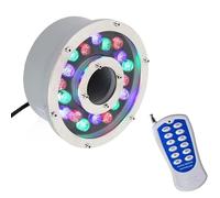 Luz LED subacuática que cambia de color, 12/24 V, IP68, anillo impermeable, iluminación para fuente y estanque, luz sumergible para piscina con control remoto (12 W 24 V)