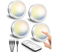 Luz LED Vitrina Recargable USB, 1600mAh Foco LED Bateria Recargable con Mando a Distancia y Iman Luz LED Armario Tactil Luces LED Cocina Bajo Mueble Sin Cable Luz Nocturna Pilas Pulsador Estanteria