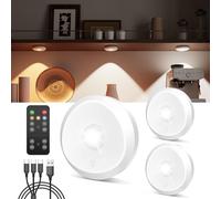 Luz LED Vitrina Recargable USB - 2400mAh Foco LED Bateria Recargable con Mando a Distancia y Iman Luces Armario Tactil Redonda Lámpara Cocina Bajo Mueble Sin Cable Adhesiva Luz Nocturna con Pulsador