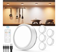 Luz LED Vitrina Recargable USB, 3 Colores Regulable Luces Armario con Mando a Distancia Foco LED Pilas Interior Luz LED Bajo Mueble Cocina Adhesivo Sin Cable Luz Nocturna con Pulsador Lámpara Escalera