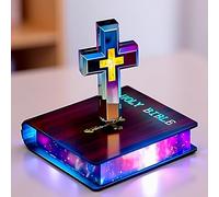 Luz levitante magnética, lámpara de cruz flotante de levitación LED giratoria de 360°, luz nocturna bíblica con control táctil que cambia de color, decoración de escritorio flotante para el hogar