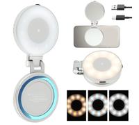 Luz magnética para selfie, 3 en 1 magnética, rotación de 360°, luz LED para teléfono móvil con espejo, ahorra espacio, portátil, con batería de 500 mA para selfies, fotografía