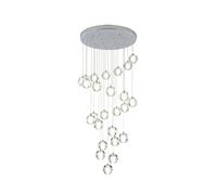 Luz Montaje Descarga, lámpara araña, iluminación Sombra Vidrio Globo, Dormitorio Comedor Sala Estar Escalera dúplex, Estilo nórdico de Colgante Industrial Vintage-Cromo 18T