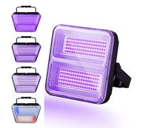 Luz negra recargable de 9600 mAh, 395 nm, 200 LED, funciona con pilas, linterna UV para fiestas brillantes, iluminación de escenario, Halloween, pintura corporal, póster fluorescente, brillo de neón