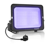 Luz Negra Ultravioleta 100W,Fosingut Foco Luz UV con Enchufe,395-400nm Impermeable LED Bombilla UV,Fluorescente Lámpara de Escenario Blacklights para Neón Glow Party,Halloween,Fiesta,Disco,Body Paint