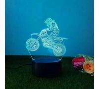 Luz nocturna 3D de motocross con ilusión, lámpara LED para mesita de noche, control táctil y remoto, 16 colores, regalo de cumpleaños para niños