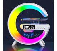 Luz nocturna con Bluetooth, altavoz G, lámpara de cargador inalámbrico, 6 modos de noche, multicolor con intensidad variable, despertador, altavoz inalámbrico con luces de enchufe, para adultos, niños