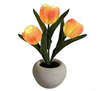 Luz nocturna con diseño de tulipán hecha de cerámica y materiales de poliuretano para un brillo suave constante en cualquier habitación (naranja)