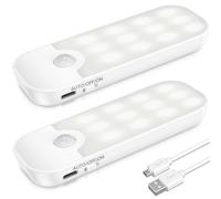 Luz Nocturna con Sensor de Movimiento, [2 Piezas] 24 LED Luz de Armario Recargable con 3 Modos, Luz de Noche Blanca Cálida y Suave para Habitación de Niños, Dormitorio, Pasillo, Cocina, Escaleras