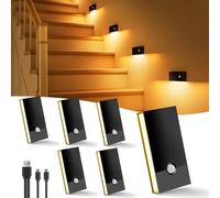 Luz Nocturna con Sensor de Movimiento, 6 Piezas Recargable Luz Nocturna Infantil con 3 Modos, Luz Noche LED Luz de Noche luz para Escaleras,Pasillo,Baño,Cocina, Habitaciones para niños, Negro