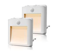 Luz nocturna con toma eléctrica, [lote de 2] lámpara nocturna automática, luz nocturna LED con detector de movimientos, iluminación ideal para habitación infantil, bebé, cocina, salón, pasillo,