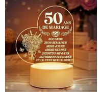 Luz Nocturna de Acrílico para 50 Años de Boda - Regalo de Bodas de Oro