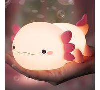 Luz nocturna de ajolote para niños, bonita lámpara de ajolote de silicona, lámpara de noche de bebé, lámpara de noche regulable, suave al tacto, adorables lámparas recargables de animales, regalos