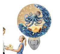 Luz nocturna de animales marinos - Luz nocturna vintage con diseño de concha de mar y estrella de mar | Linda lámpara de pared enchufable de tortuga marina azul, decoración de dormitorio para decoraci