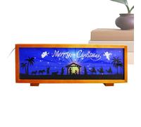 Luz nocturna de belén | Linterna luminosa de mesa LED | Decoraciones navideñas de madera | para mesa, chimenea, iglesia, granja, mesita de noche, sala de estar, dormitorio,