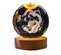Luz nocturna de bola de cristal del zodiaco chino con base de madera, dragón, caballo, mono, oveja, gallo, cerdo, decoración brillante del hogar, lámpara de escritorio alimentada por USB, idea de