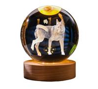 Luz nocturna de bola de cristal del zodiaco chino con base de madera, dragón, caballo, mono, oveja, gallo, cerdo, decoración brillante del hogar, lámpara de escritorio alimentada por USB, idea de