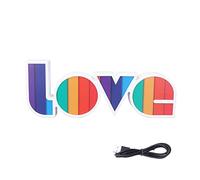 Luz nocturna de carta de amor, lámpara de letras de neón LED, letrero romántico para decoración de dormitorio, fiesta de boda, colgante o de escritorio, alimentada por USB con (A rayas)