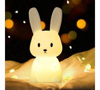 Luz nocturna de conejo LED, 7 colores cambiantes, lámpara táctil portátil, recargable USB, con temporizador