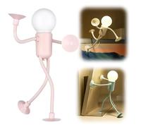 Luz nocturna de deportista divertida con forma cambiable, luces nocturnas con forma de bricolaje, luz nocturna divertida con ventosa, luz nocturna para decoración navideña del dormitorio (Rosa)
