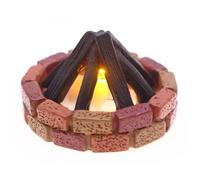 Luz Nocturna de fogata Falsa 3D, estatuilla de fogata Falsa con batería LED, casa de muñecas en Miniatura de Resina, fogata, Pueblo navideño, Accesorios para Decoraciones de