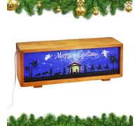 Luz nocturna de Jesús | Farol de mesa LED | Decoraciones navideñas de madera para belén - para mesa, mesa, iglesia, granja, mesita de noche, sala de estar, dormitorio,