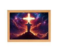 Luz nocturna de Jesús, luz LED 4D con marco de Cristo | Arte de pared cristiano decorativo LED religioso decoración del hogar para cumpleaños, sala de estar, Navidad e iglesia