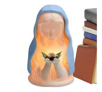 Luz Nocturna De La Santísima Madre María - Figura De Oración Artesanal 8.5x13.5x8.5cm, De Lámpara Católica De Resina, Estatua Devocional De Velo Azul Para El Hogar, Navidad, Cumpleaños, Guarder