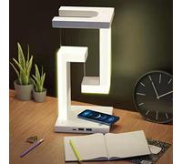 Luz Nocturna De Levitación Magnética, Lámpara De Mesa LED Con Interruptor Táctil De 3 Engranajes Con Carga Inalámbrica De Teléfono Blanca, Lámpara De Escritorio LED Lámpara De Oficina Regulable