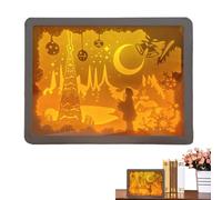 Luz nocturna, de luz | Lámpara de sombra para dormitorio - Lámpara de tallado de papel 3D Cajas de sombra de noche LED de mesa Decoración para padres Amantes Amigos