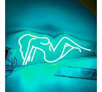 Luz nocturna de neón, letrero de mujer sexy de neón, 9.4 x 19.7 pulgadas, letrero de neón para decoración de pared, para decoración del hogar, dormitorio, pub, bar, fiesta (azul hielo)