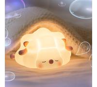 (Luz nocturna de oveja durmiendo-rosa) linda luz nocturna para niños, silicona de grado alimenticio, carga tipo C, modos conmutables al amasar, ideal para habitaciones de bebés y niños