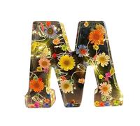 Luz nocturna de resina floral, letras de resina de flores prensadas con luz, lámparas de letras personalizadas, luz nocturna personalizada con nombre de flor seca, letras iluminadas para decoración de