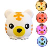 Luz nocturna de silicona con forma de tigre, recargable por USB y que cambia de color