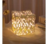 Luz nocturna de tulipán, lámpara LED decorativa de noche para dormitorio, hecha a mano, lámpara de mesa y espejo, lámparas de flores para decoración del hogar, regalos de cumpleaños para mujeres y