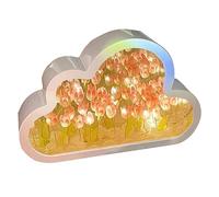 Luz nocturna de tulipán para bricolaje, espejo de nube, simulación de flores, lámpara de mesa para dormitorio, decoración del hogar, decoración de habitación para adolescentes, color rosa