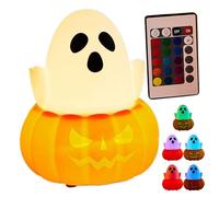Luz Nocturna Fantasma | Luz Nocturna de Calabaza de Silicona | Decoración LED Divertida Iluminación Colorida Para Chimenea Dormitorio Infantil Escritorio Sala Decoración Navideña