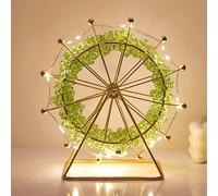 Luz nocturna giratoria con cadena de luces LED, decoración de escritorio de metal con cuentas, luz de estado de ánimo para el hogar y la oficina
