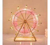 Luz nocturna giratoria con cadena de luces LED, decoración de escritorio de metal con cuentas, luz de estado de ánimo para el hogar y la oficina