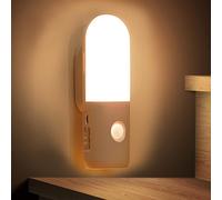 LUZ NOCTURNA HOTU 1pc con Sensor de Movimiento Recargable USB, Lámpara LED Magnética con Ajustable y Cambio de Color, Encendido/Apagado Automático para Pasillos/Dormitorios/Armarios/Escaleras/Baños